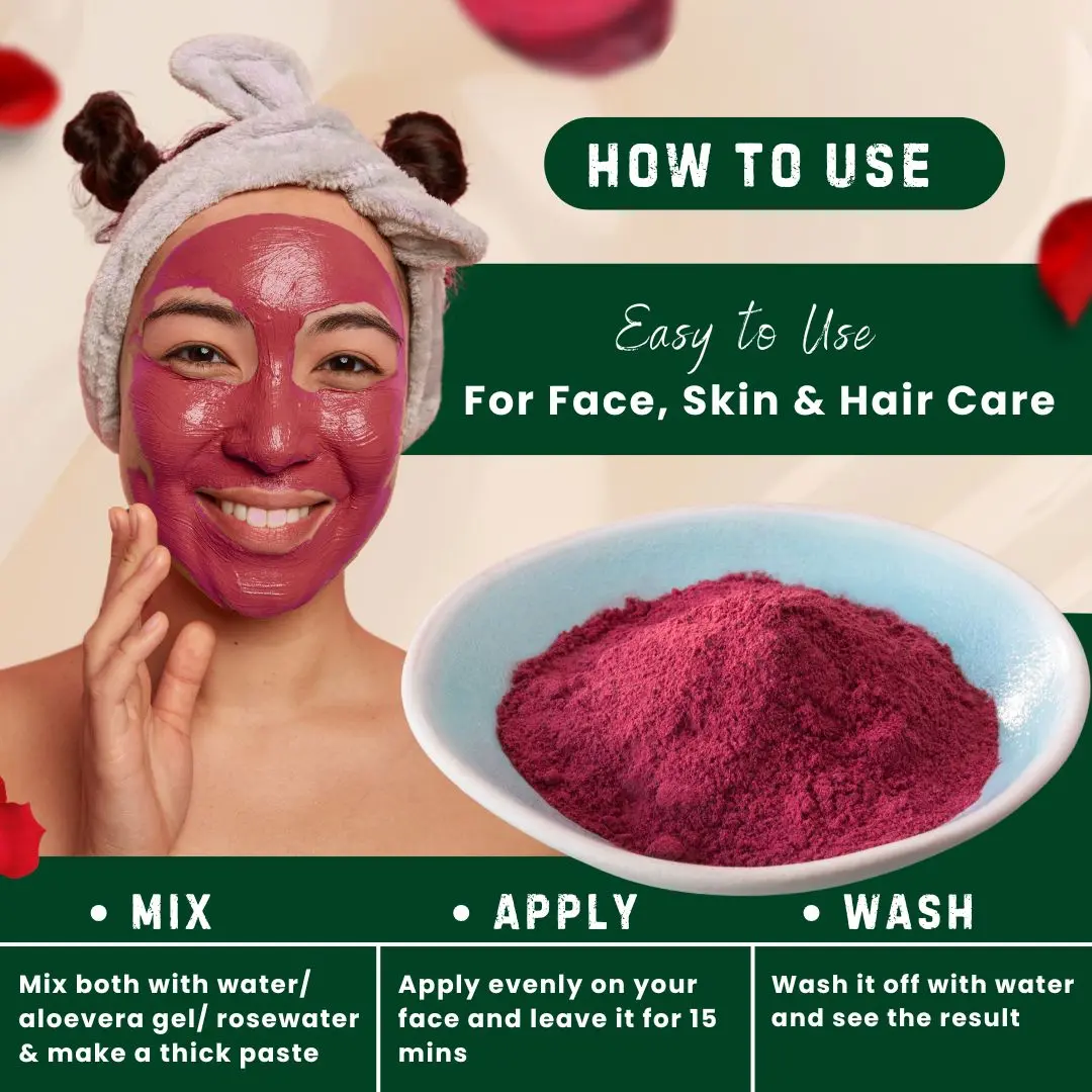 Beetroot & Rose Petals Powder Facepack COMBO| beetroot rose facepack |100g Each - Image 3