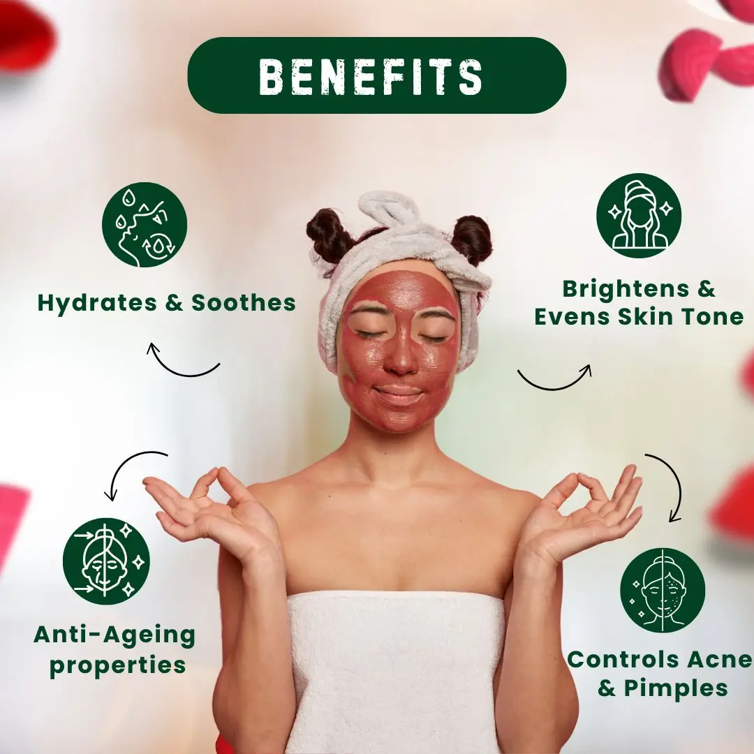 Beetroot & Rose Petals Powder Facepack COMBO| beetroot rose facepack |100g Each - Image 4